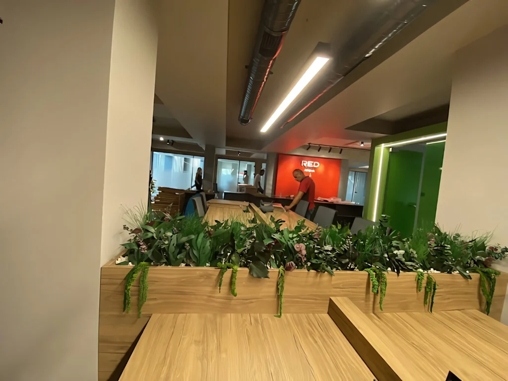Red Partners projesinde ofis iç mekân bitkilendirmesi ve yosun logo — görünüm 5